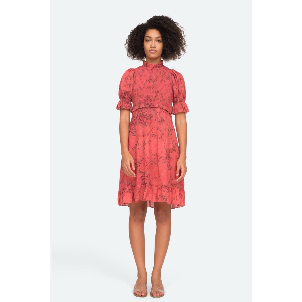 Sea New York Red Floral Mimi Smocked Dress
